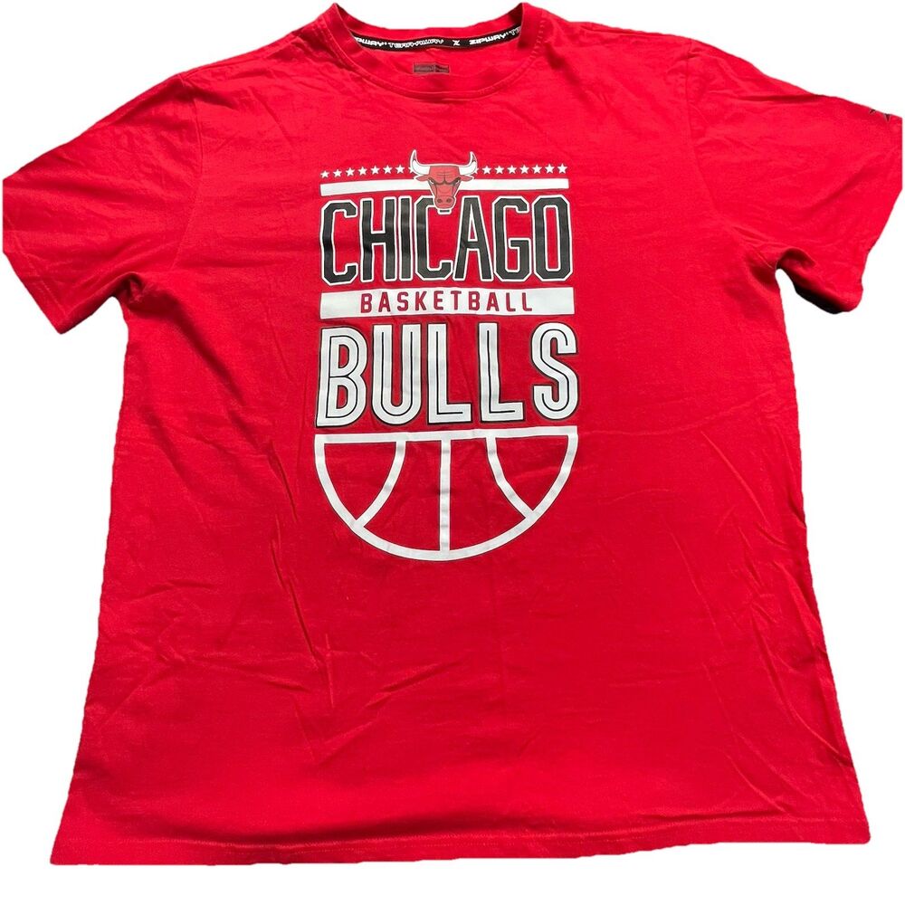 Chicago Bulls Shirt Mens 2XL Red Zipway Terr-away NBA Basketball Tee XXL